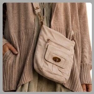 Canvas Crossbody Bag Cream Utilitarian Multi Pocket Minimalist Neutral Clean